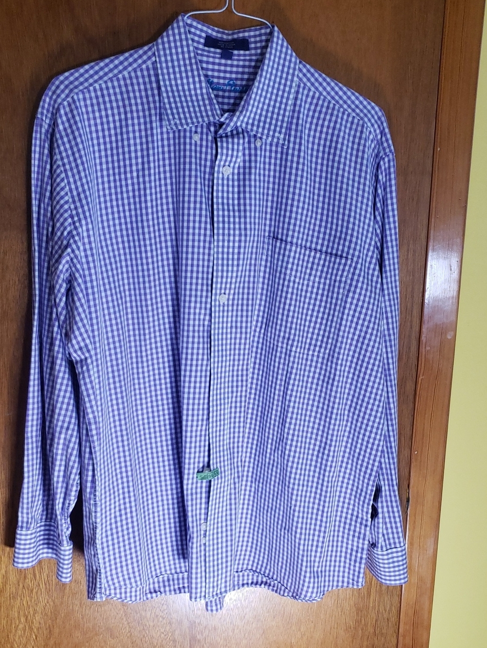 Alan Flusser Purple Gingham Button-Down Shirt XL
